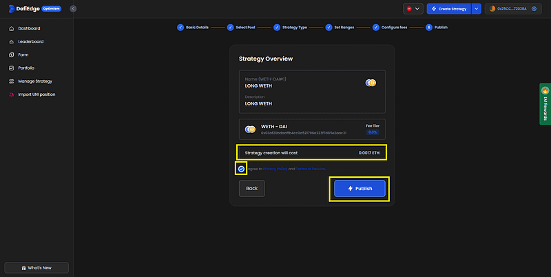 Strategy publication confirmation