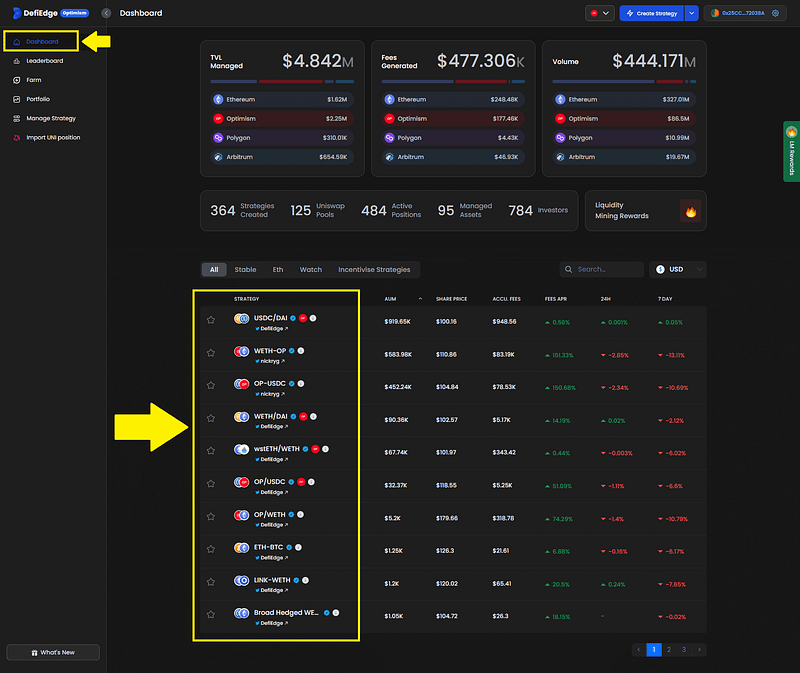 Liquidity selection interface