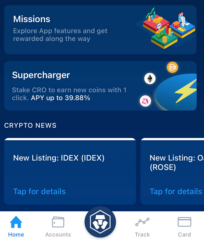 Missions and rewards in Crypto.com