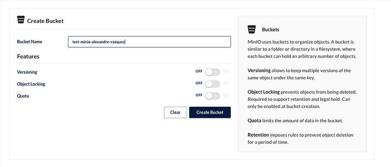 Bucket Options in MinIO