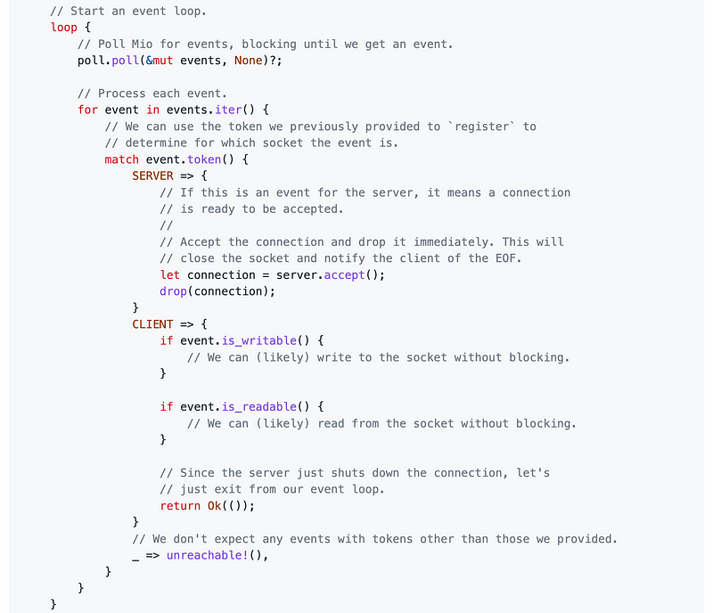 Mio library for high-performance I/O in Rust