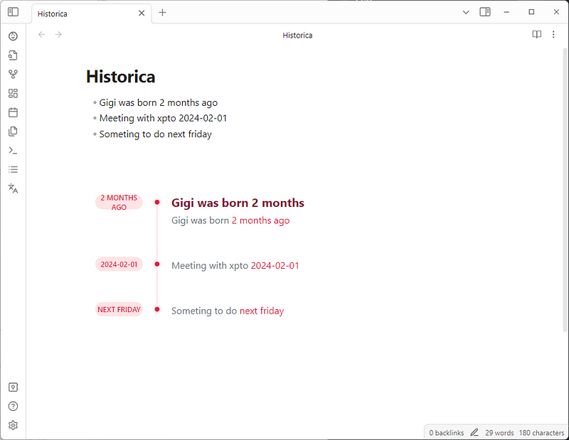 Historica Plugin Functionality