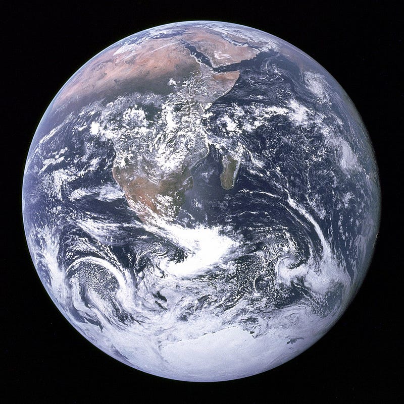 The Earth as seen from space, illustrating Gaia theory