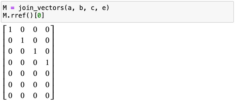 Final set of independent vectors