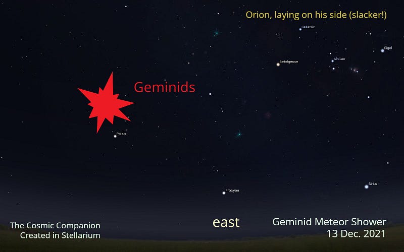 Ideal viewing location for the Geminid meteor shower.