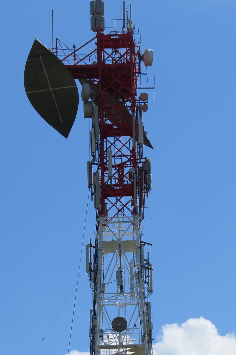 The relay tower at night