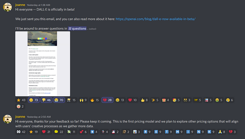 User Feedback on DALL-E 2 Pricing