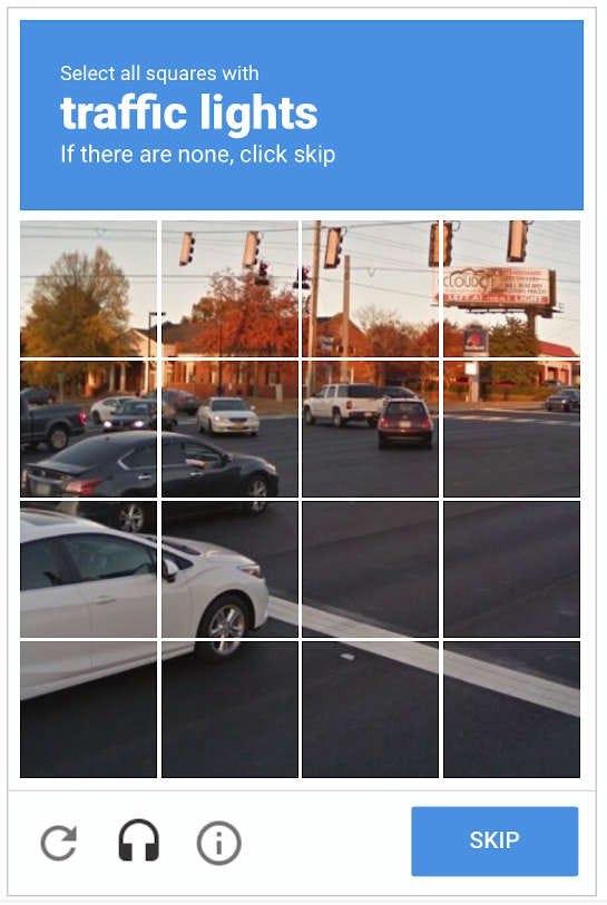 Example of CAPTCHA images for selection