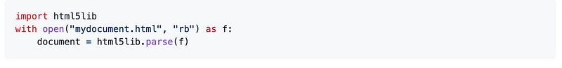 html5lib for parsing HTML documents