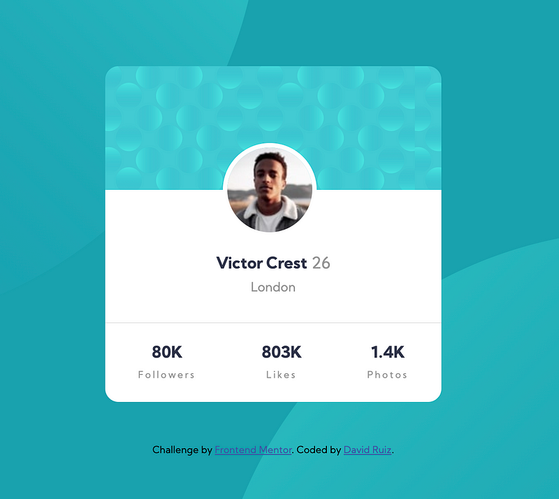 Social media profile card example