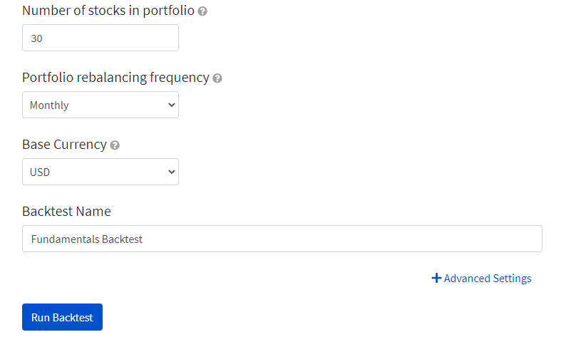 Annualized return results from backtest