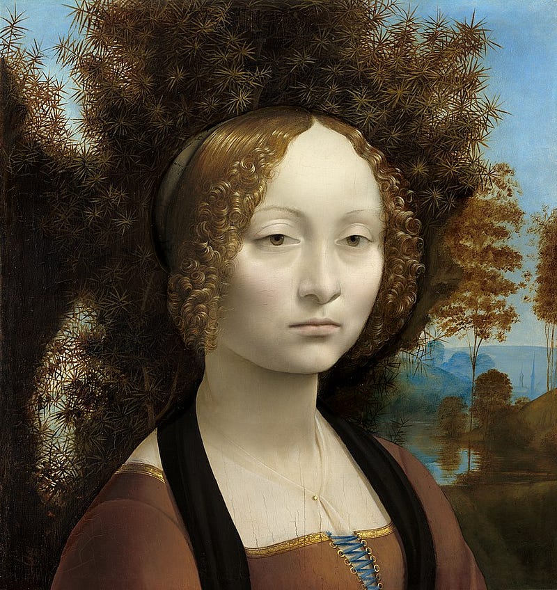 Portrait of Ginevra de’ Benci by Leonardo da Vinci