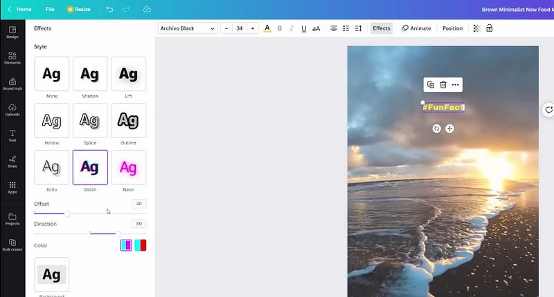 Designing a custom quote video in Canva