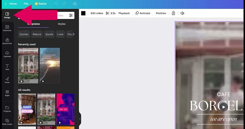 Customizing video templates in Canva