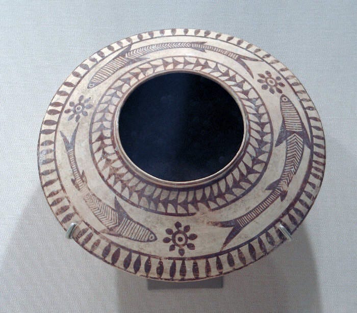 Pottery with animal motifs from Mehrgarh