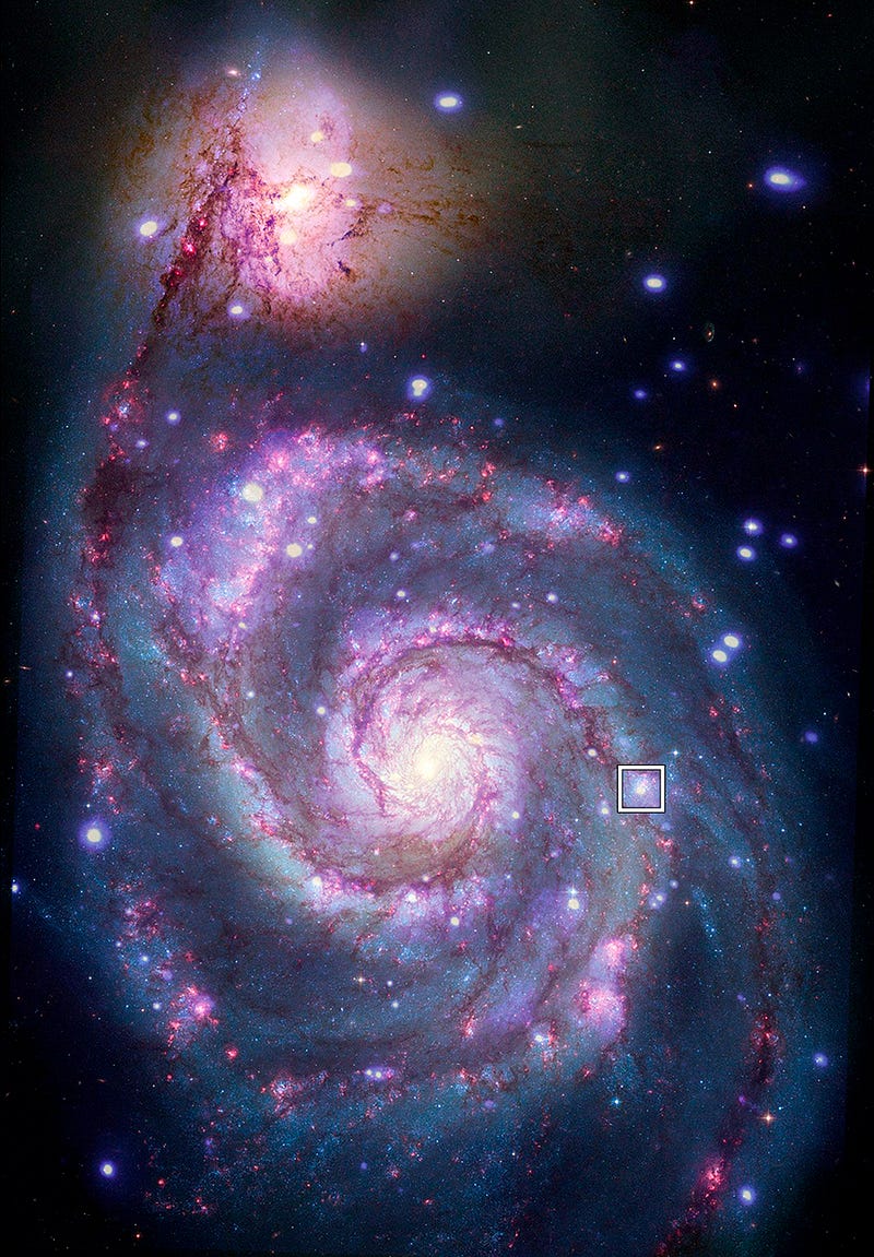 Location of M51-ULS-1b in the Whirlpool Galaxy