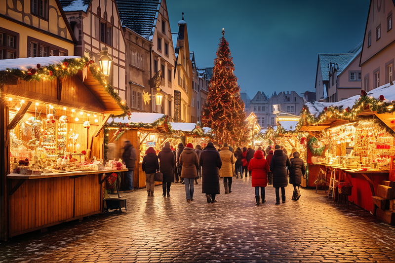 Another view of the bustling medieval market.