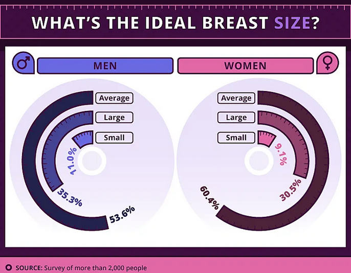 Graph showing breast size preferences by gender