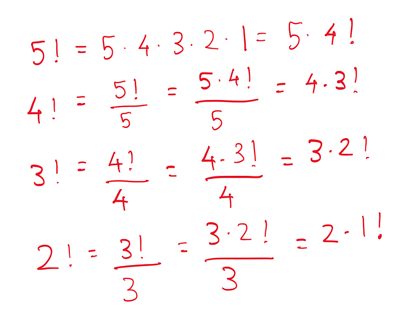 Examples of descending factorial calculations