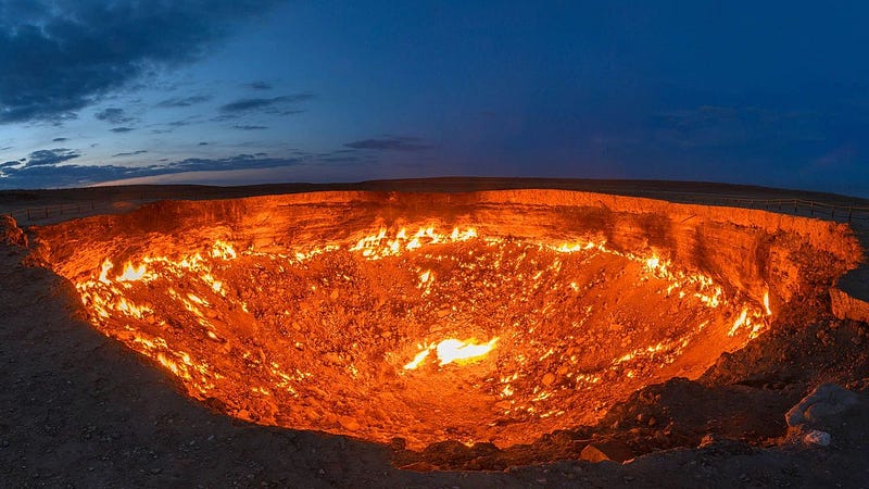 The continuous flames of the Darvaza Crater