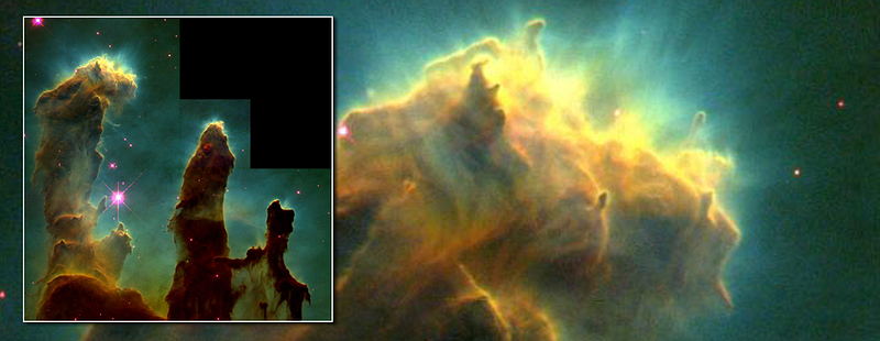 The original Hubble image of the Pillars of Creation, released in 1995.