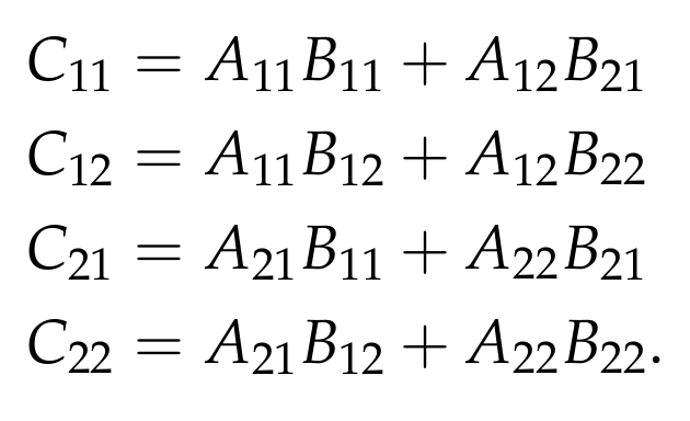 Matrix equations for multiplication