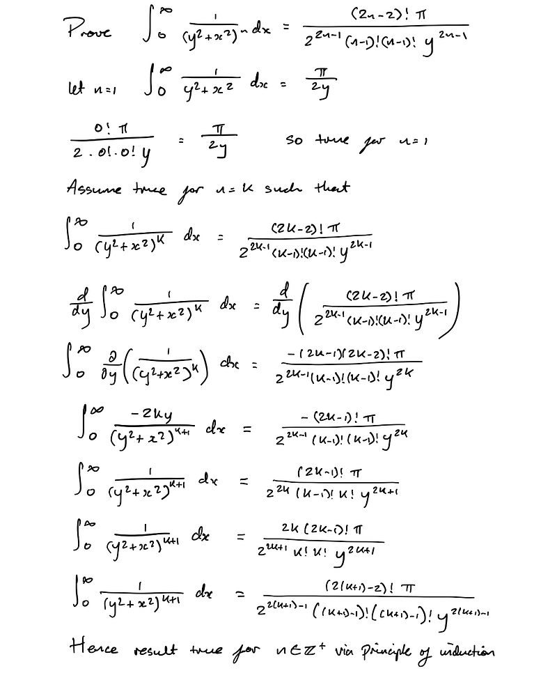 Induction proof for the integral