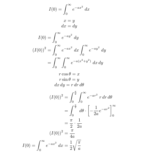 Gaussian integral derivation