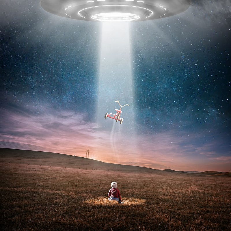 Illustration of an alien abduction