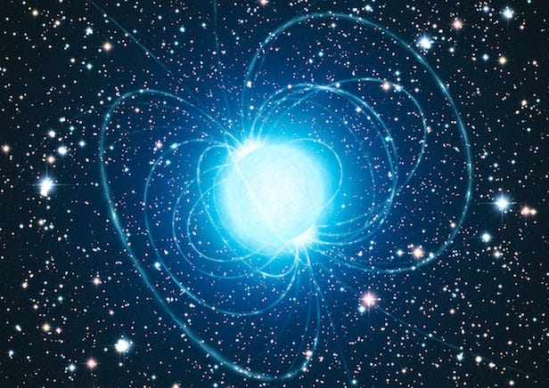 An artist’s interpretation of a magnetar, showcasing the unique behavior of axions.