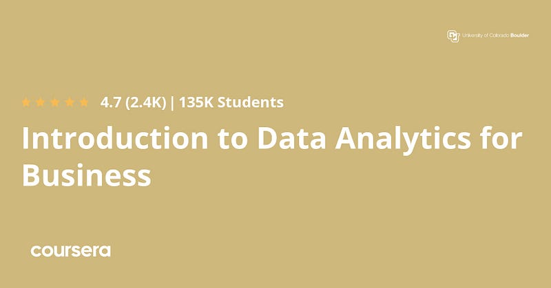 Introduction to Data Analytics for Business