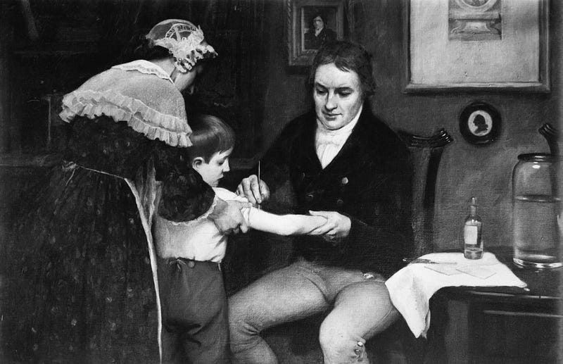 Dr. Edward Jenner performing his first vaccination