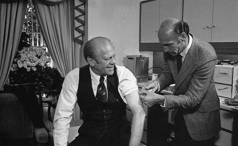 President Ford receiving the swine flu vaccine